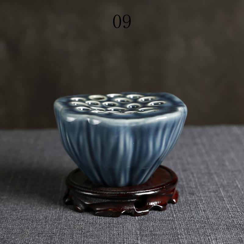 Japanese Style Ikebana Holder Ceramic Lotus Shape Ikebana Flower Arrangement Vase Tea Table Zen Kenzan Flower Art Fixed Tool