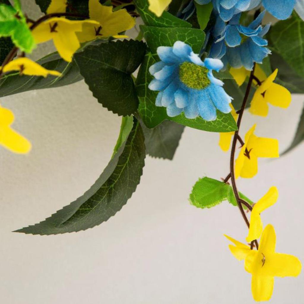 Door Spring Wreath Realistic Artificial Floral Wreaths with Green Leaves for Home Wall Door Decoration
