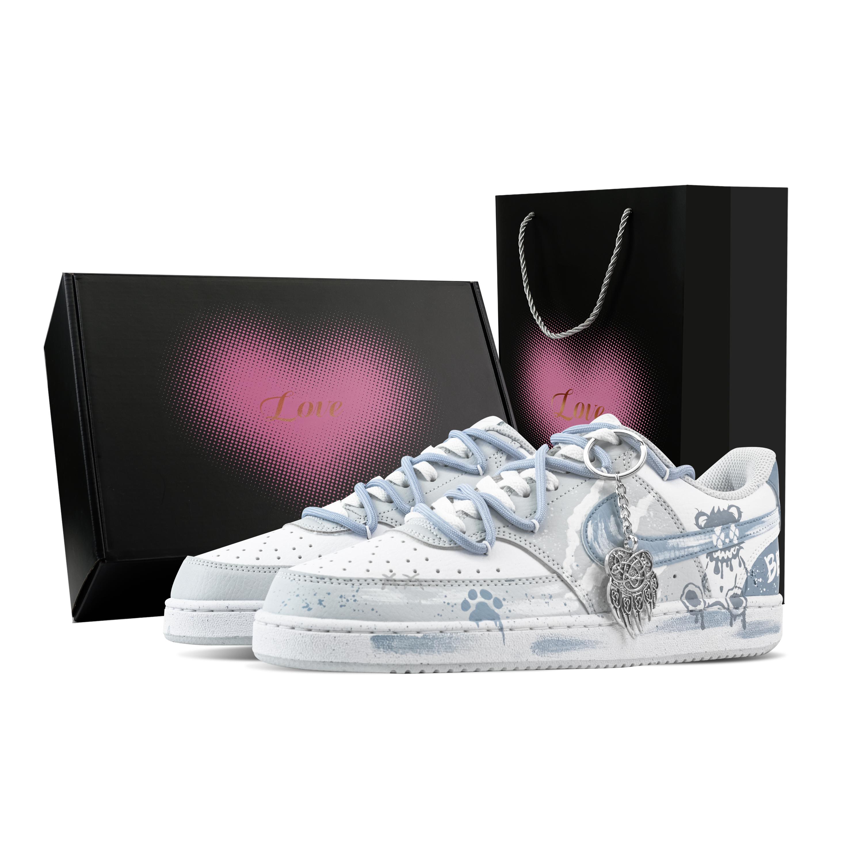 

Nike Court Vision Street Bear Trail, Heart Box Abrasion Resistant Low top Skateboard Shoes Men s Gray Blue HM9862-002(Team773--) 44