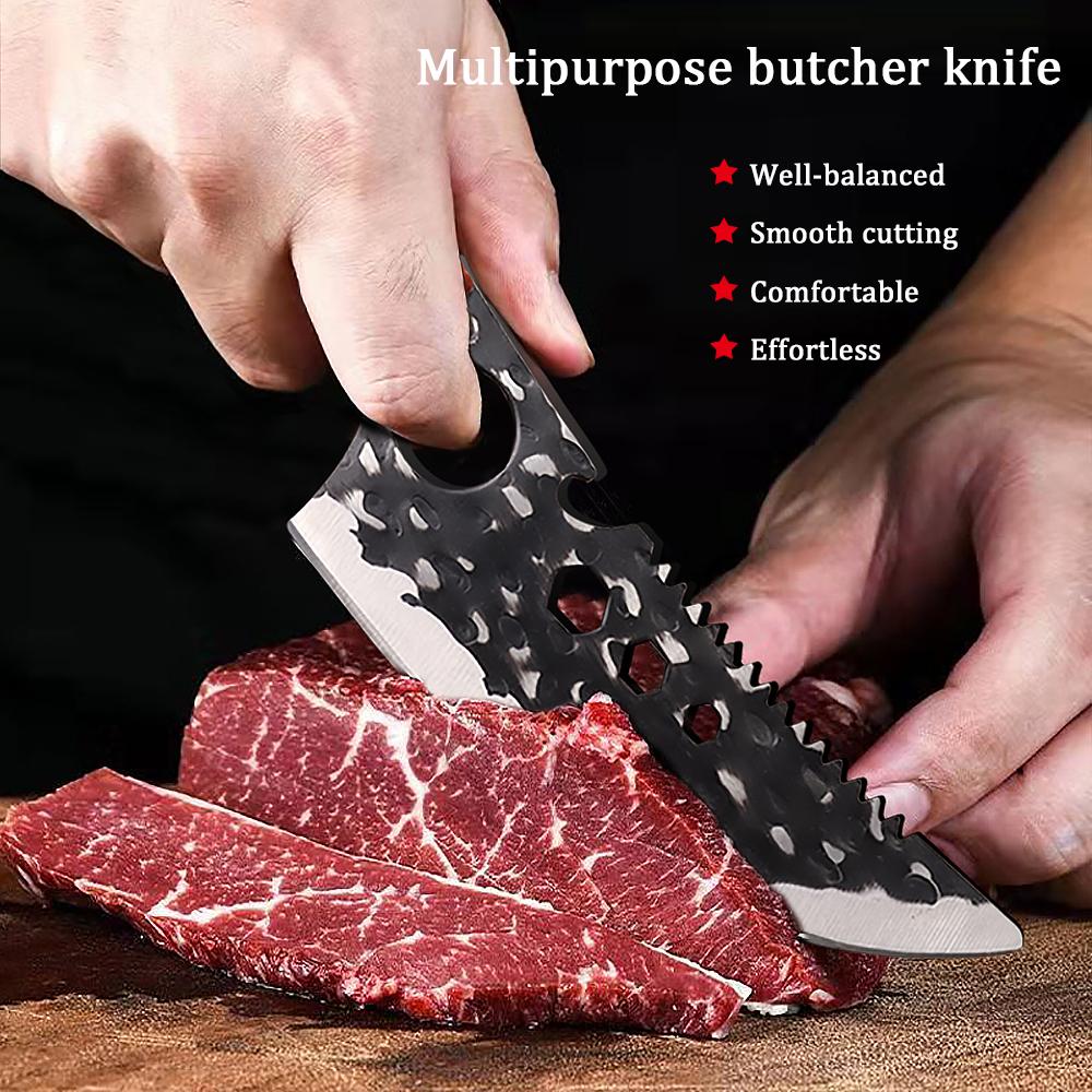 Coltello da disosso per la casa Acciaio inossidabile Raschietto per squame di pesce Apribottiglie a ghiera Coltello multiuso Anello facile da impugnare Coltello seghettato Coltello da cucina