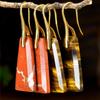Faceted Trapezoidal Natural Stone Earrings for Women - Luxury Tiger Eye Danglers