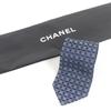 Excellent CHANEL Tie COCO Mark All-over Print Wide Tie Navy Silk Mens Used
