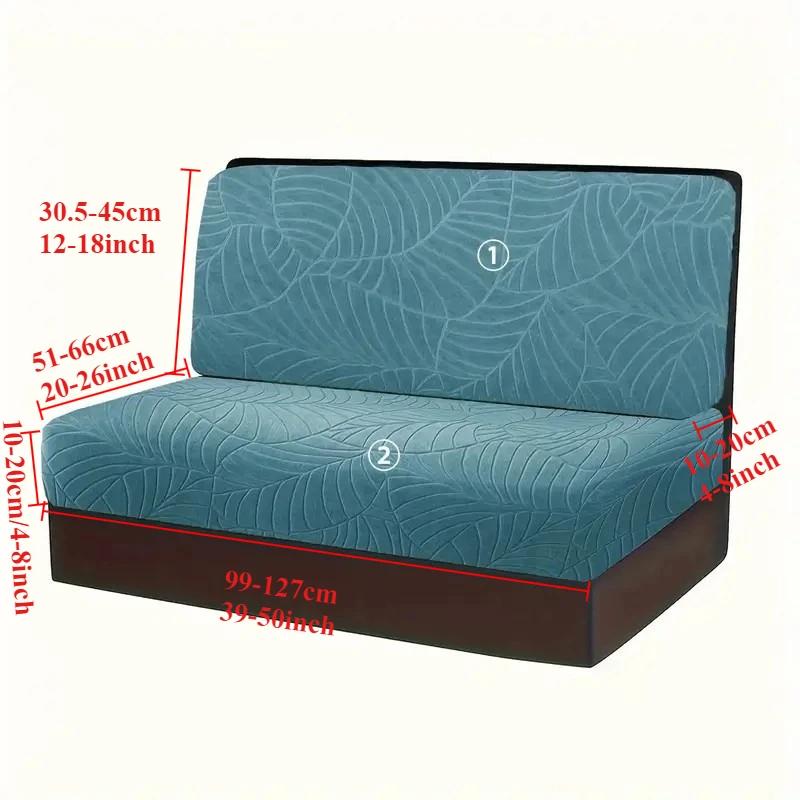 

2PCS Solid Colors Leaves Jacquard RV Cushion Cover Elastic Camper Car Sofa Slipcovers Dining Seat Covers Couch Covers for Sofas 2PCS