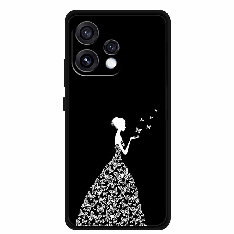 For Oppo Reno15 5G Case 6.59" Cute Cat Balck Edge Soft Silicone Wolf Phone Back Cover For Oppo Reno 15c 5G Protective Lion Funda