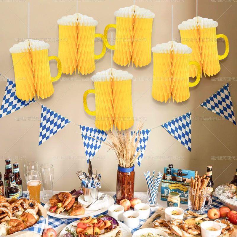 Oktoberfest Honeycomb Ball Decor 8in Paper Table Centerpiece Beer Themed Party