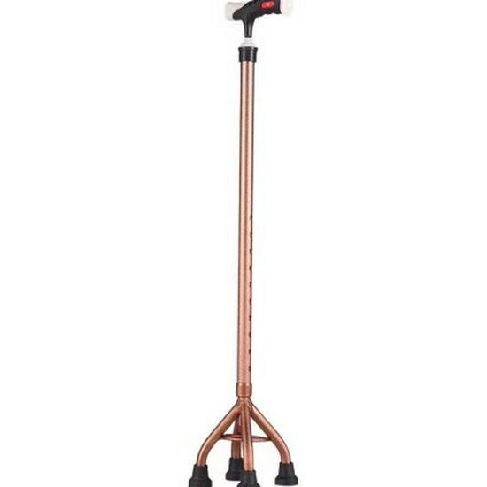 Adjustable Height Lightweight Aluminum Quad Cane with Non-Slip Base for Elderly