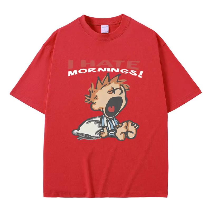 

I Hate Mornings Tshirt Unisex Women Fashion Funny Retro Cartoon Tshirts Unisexs Casual Cotton Short Sleeve T Shirts Streetwear S
