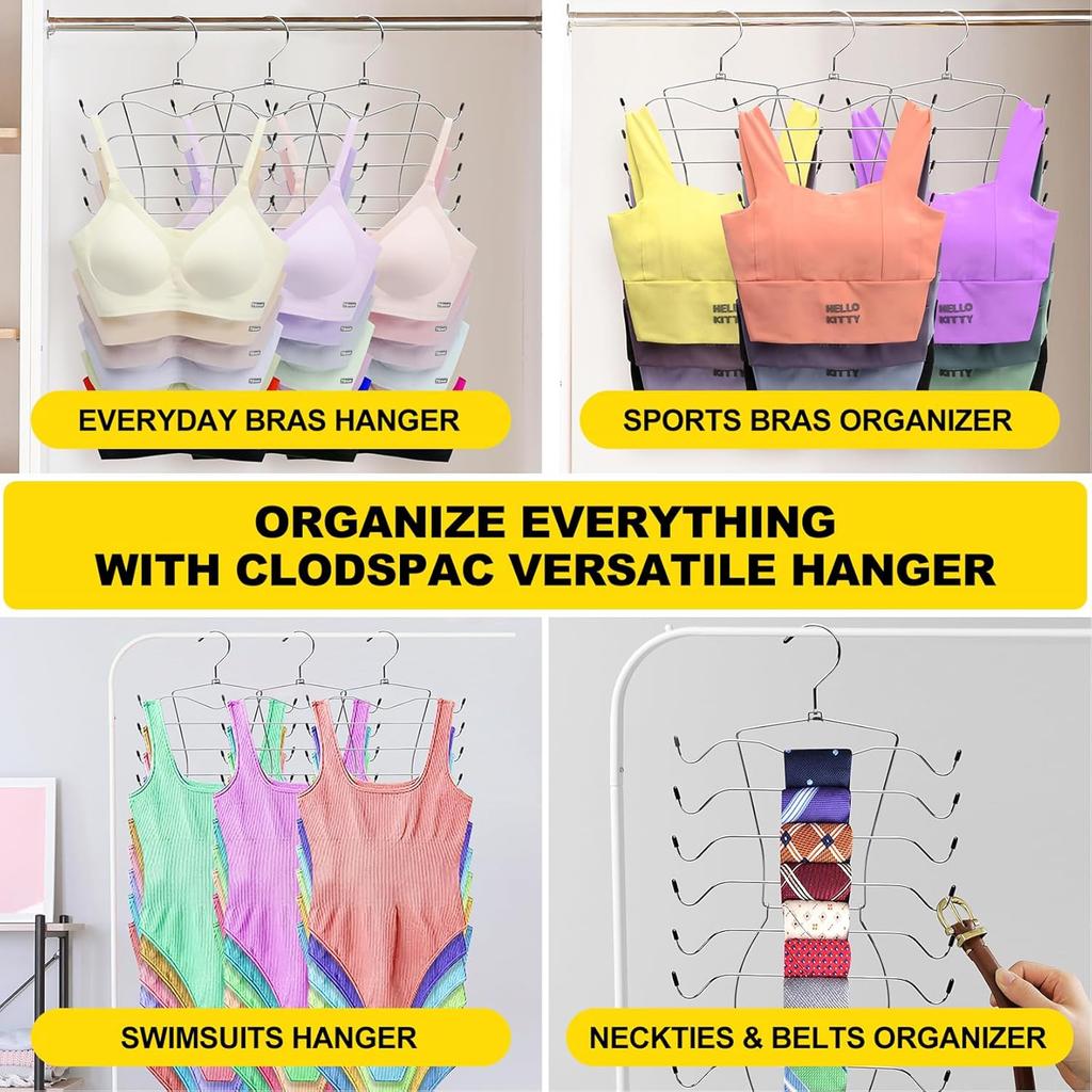 Tank Top Hanger, 8 Tier Space Saving Bra Hangers, Closet Organizers and Storage, Dorm Room Essentials for Girls, Organization for Camisoles Sports