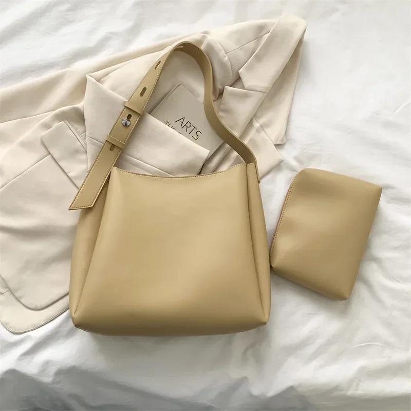 Fashion Leather Tote Bag for Women  Trends Female Simple Large High Capacity Shoulder Side Bag Handbags and Purses Women Bag
