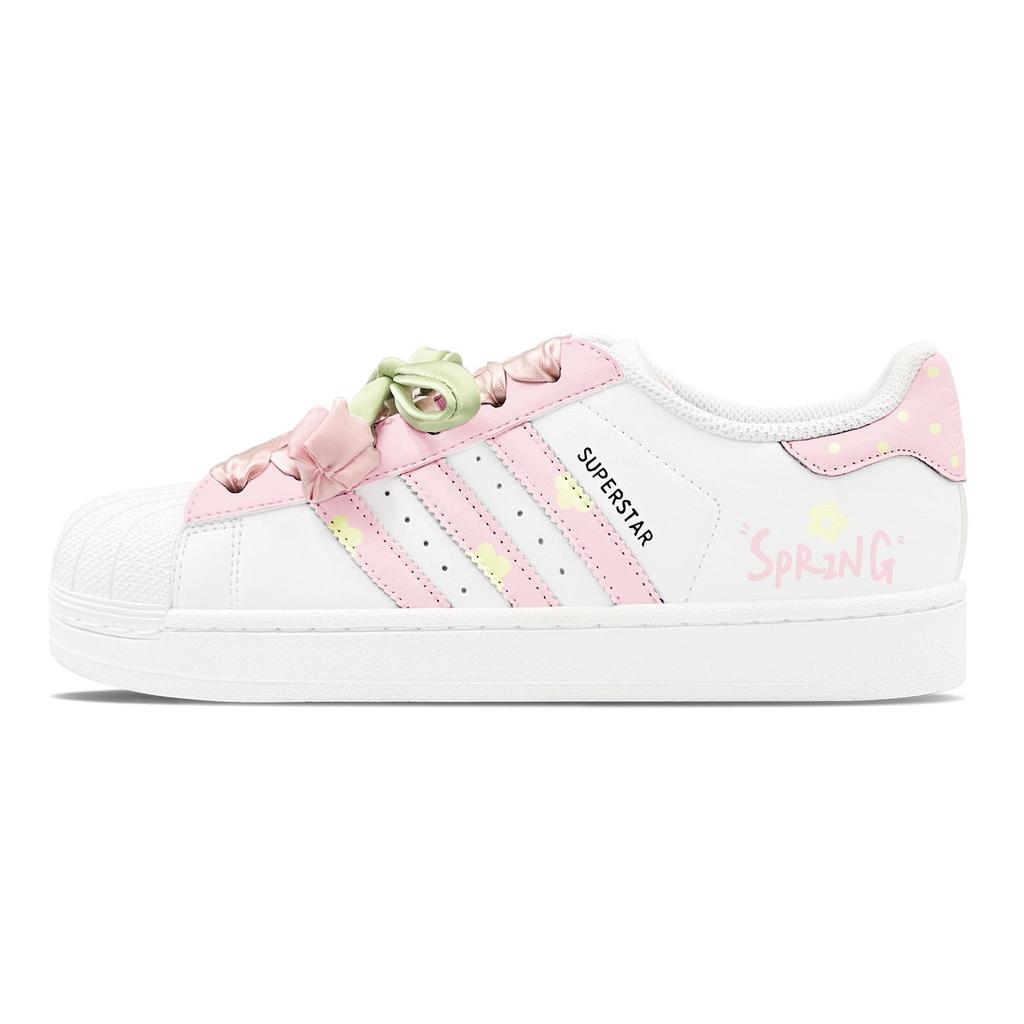 adidas Originals Superstar 2 Skateboard Shoes Women's Low Top White/Pink JH9976(Team1655-S-BOX)