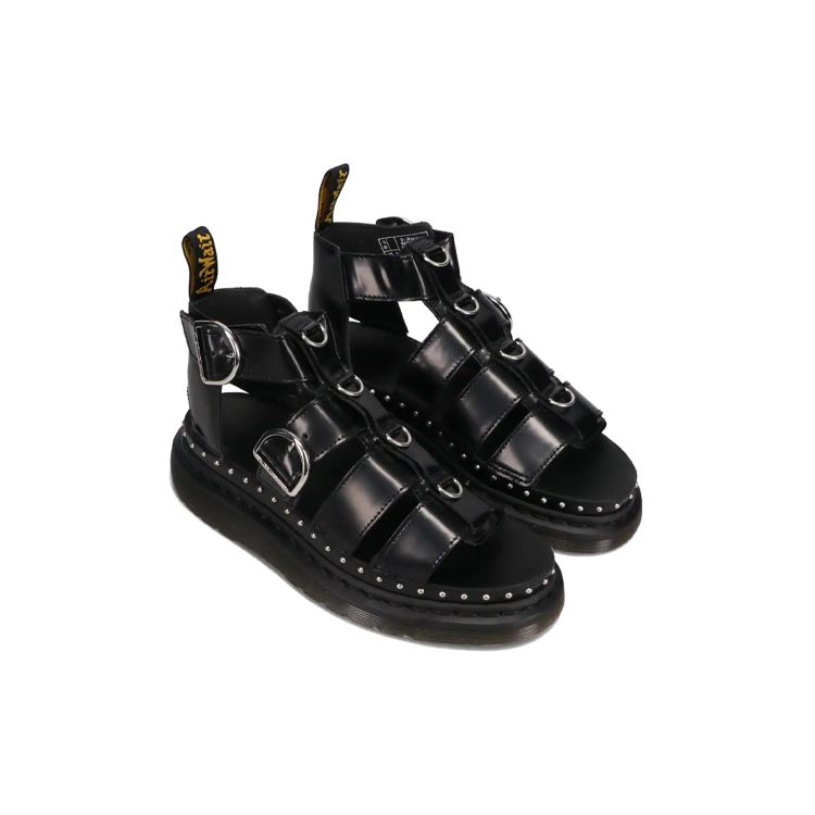 Dr. Martens Mackaye Hardware Leather Strap Open Toe Flat Sport Sandals Women sandals Black 26566001