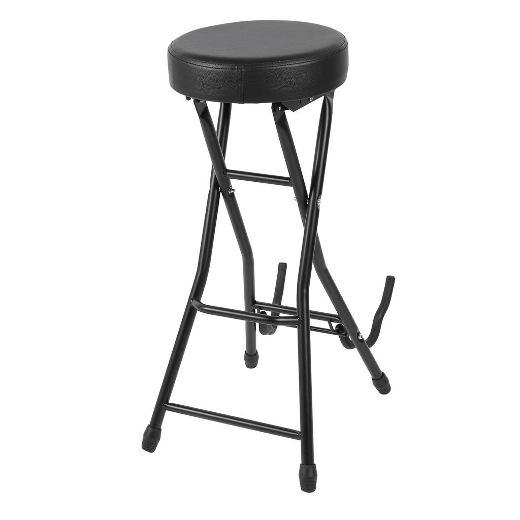 Skládací kytarová stolička 29,1 palce výška Kytarová židle Sedák s polstrovaným polštářem Vestavěný stojan