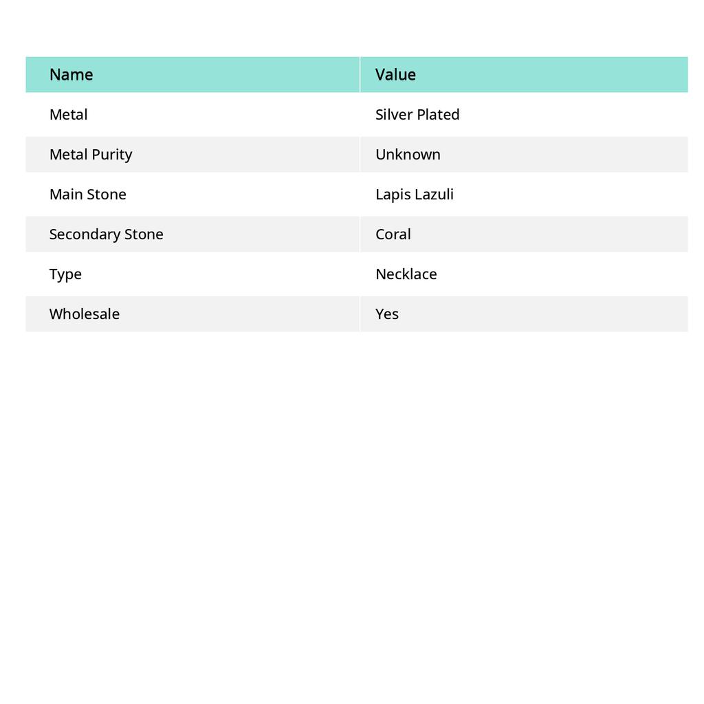 Lapis Lazuli, Coral Handmade Jewelry Necklace 18" E8v26