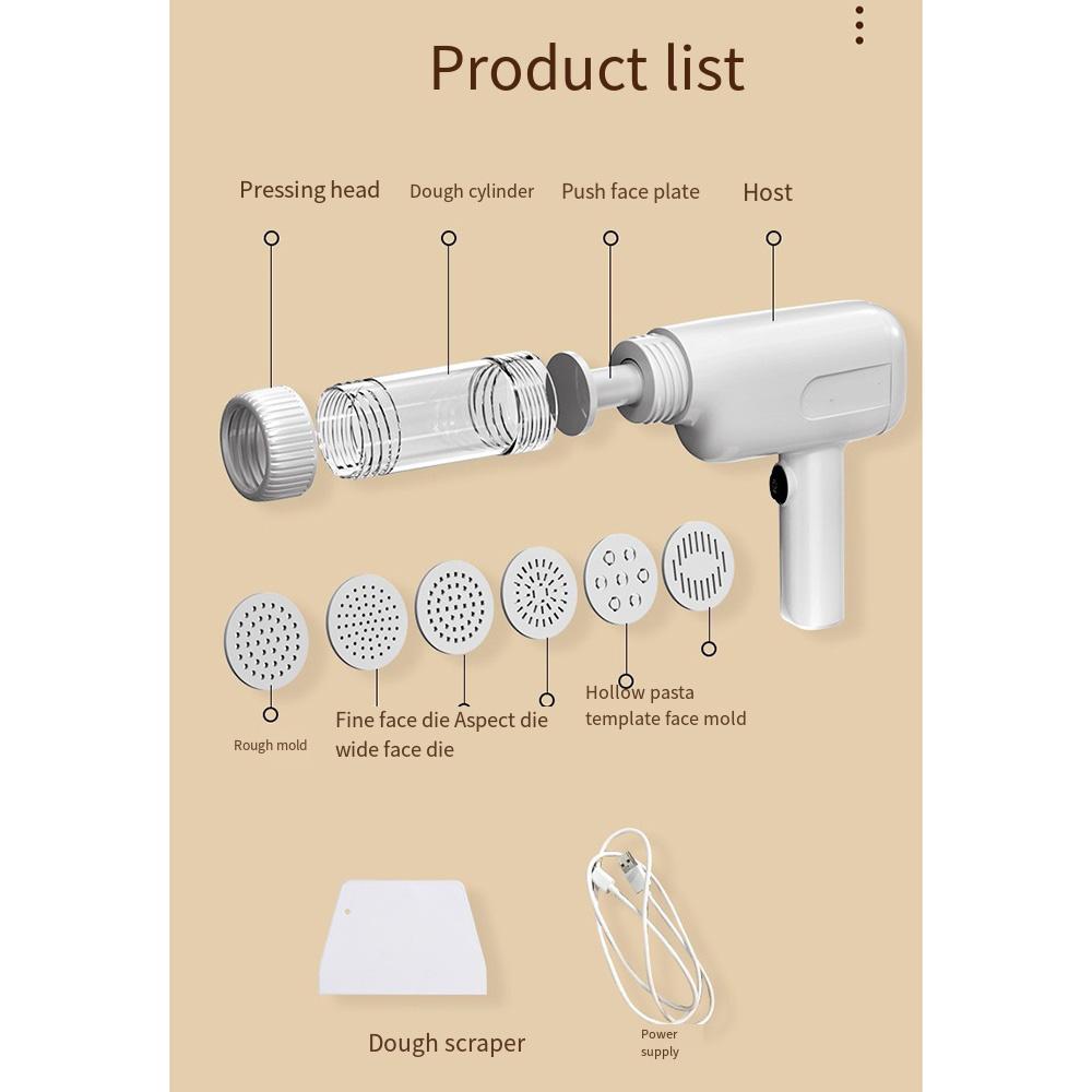 Hand-Nudelmaschine, intelligente Teigpresse, Rollmaschine für kleine Lebensmittel, Küche, Haushalt, elektrisch, schnurlos, Nudelmaschine, 5 Nudelformen