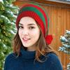Christmas Hat Knitted Hat With Red And Green Stripes And Fur Ball Long Tail Hat Christmas Hat Old Man Hat