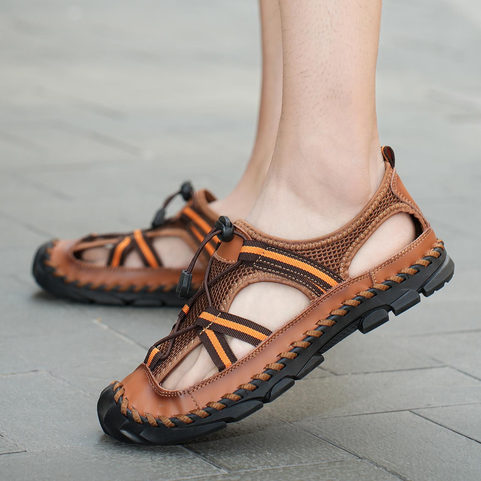 2024 Лето Новые Мужские Дышащие Сандалии Сетчатые Легкие Пляжные Сандалии Рыбацкая Обувь — фото 4