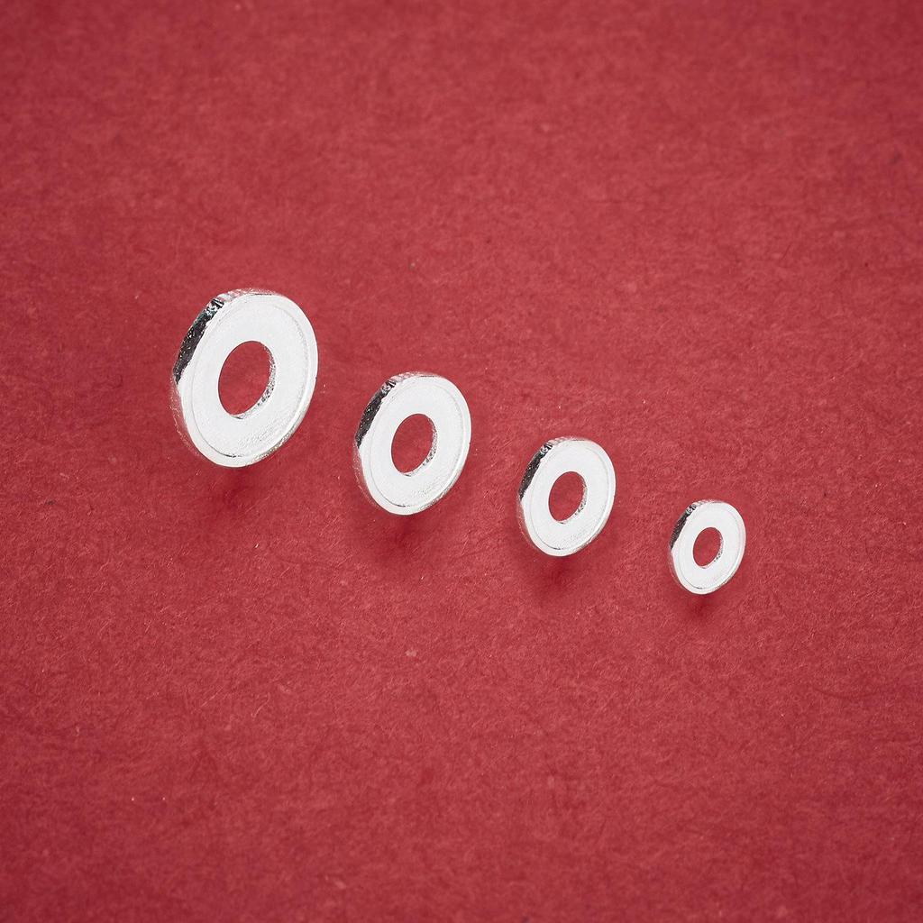 Sterling Silver S925 Wheel Disc Spacer Beads for DIY Bracelets and Necklaces