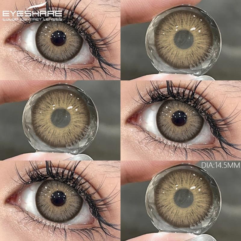 1 Pair Colored Contact Lenses for Eyes Black Big Lens Gray Pupils Lenses Brown Lenses Fashion Eye Contacts Yearly