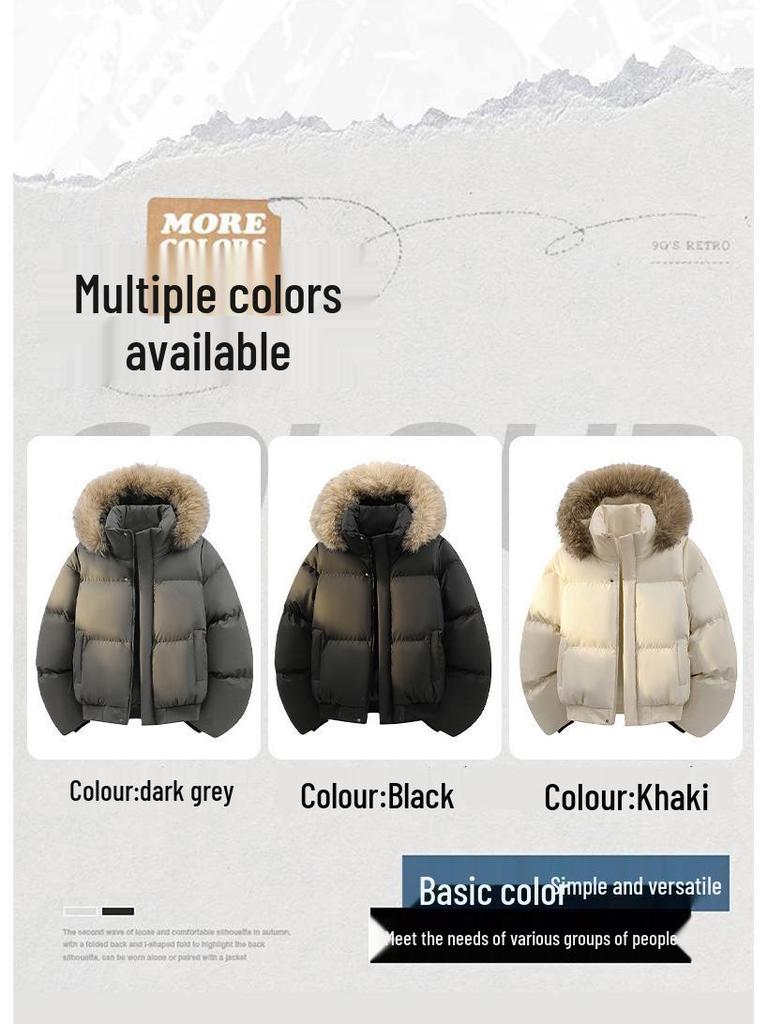 Herrjacka i PU-läder med Örn - Vinterparkas i Amerikansk Stil