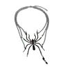Punk Personality Simulation Rhinestone Black Spider Tassel Multi-layered Necklace for Women Halloween Collar Chain Jewelry Gifts