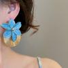 Oil Drip Orchid Flower Shell Earrings Butterfly Orchid Ear Pendant Floral Ear Studs  Daily