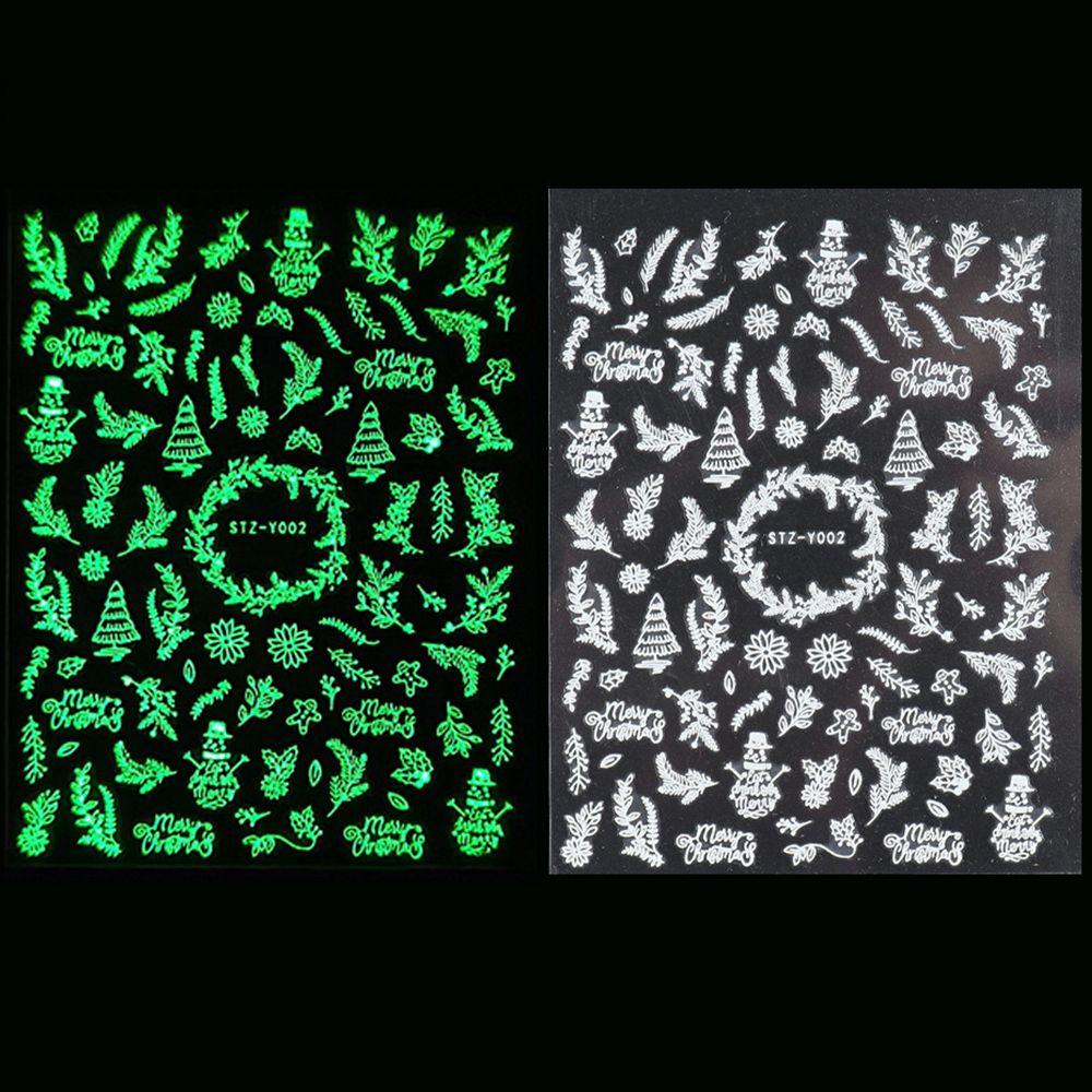DIY Manicure Glow In The Dark Adhesive Decals White Snowflakes Nail Sticker Christmas 3D Luminous