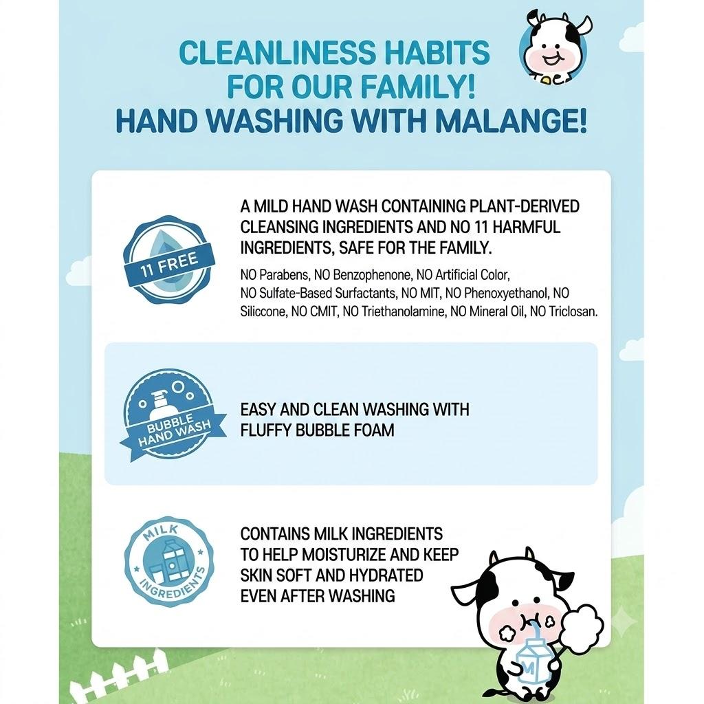 [Shower Mate] Malang Cow Pure Bubble Hand Wash White Milk / Strawberry Milk (1Unit - 300ml)