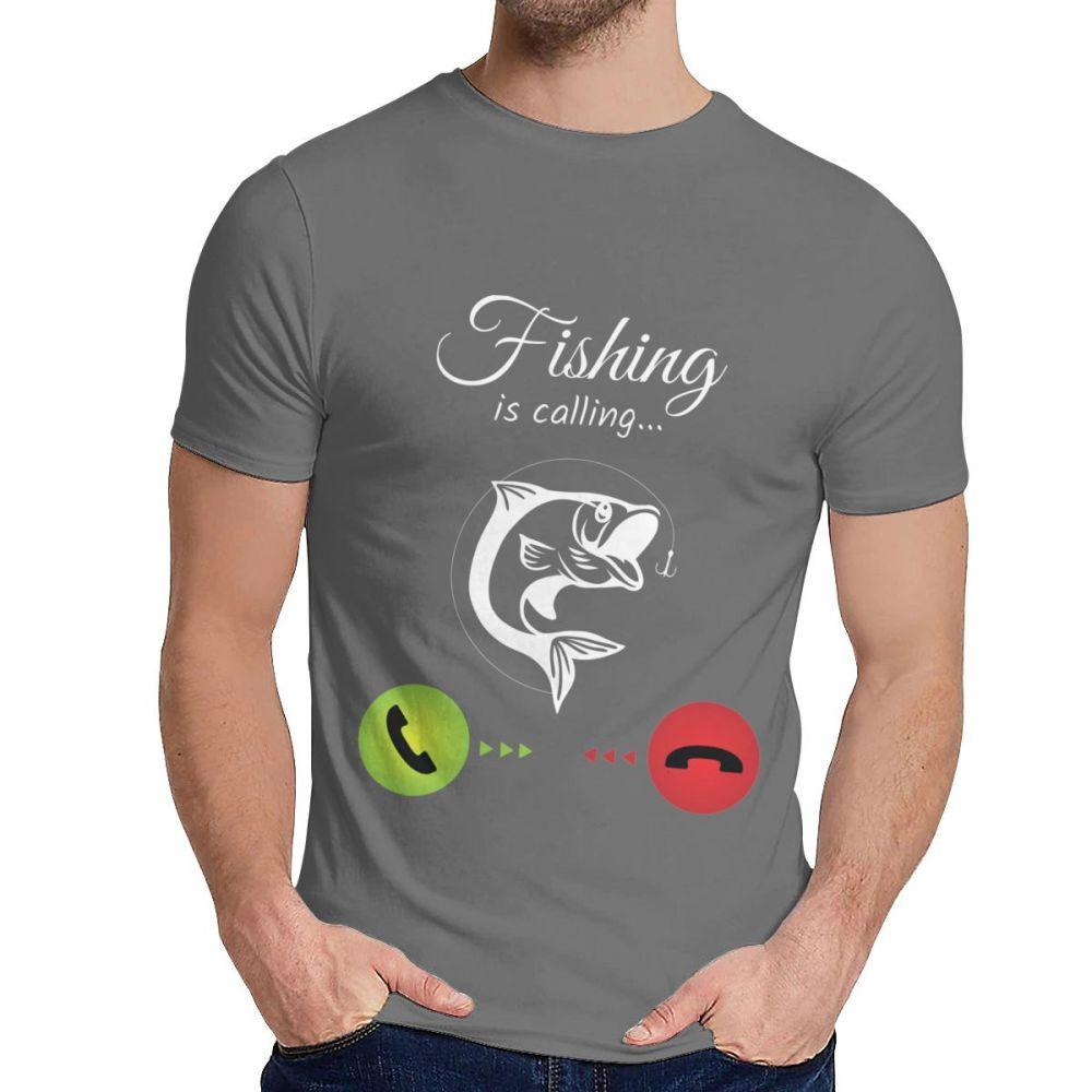 Cotton Fishing Is Calling T Shirt Unisex Design High Quality Fashion O Neck Homme Tee