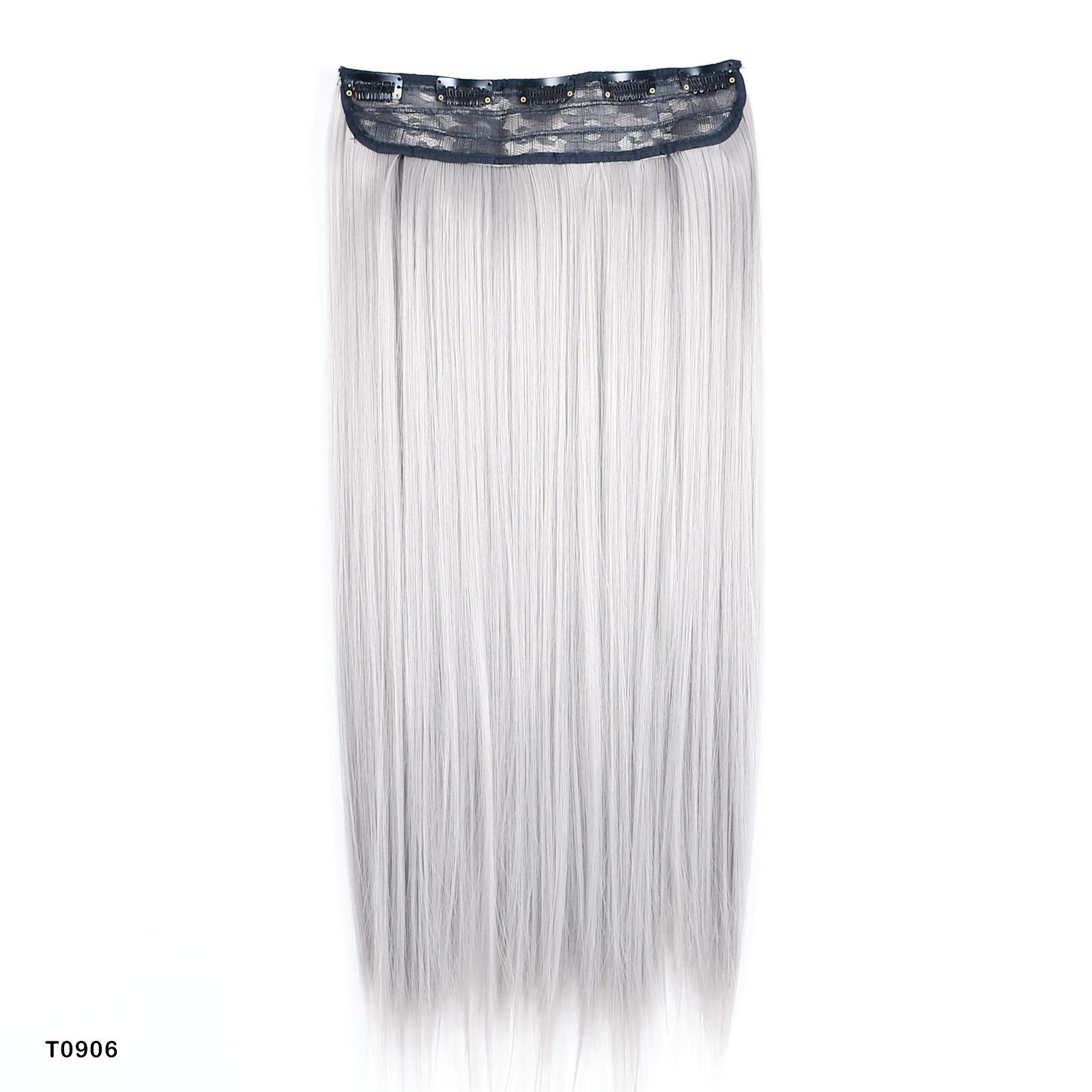 

Накладные волосы на клипсах для женщин, цельные 5 прядей, прямые и волнистые волосы, черные, серые, цвета омбре, шиньоны для косплея