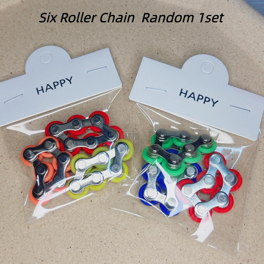 Bike Chain Fidget Toys Set - Six Roller Chain & Key Flippy Chain Novelty Stress Relief Toys for Pressure Relief Autism ADHD ADD