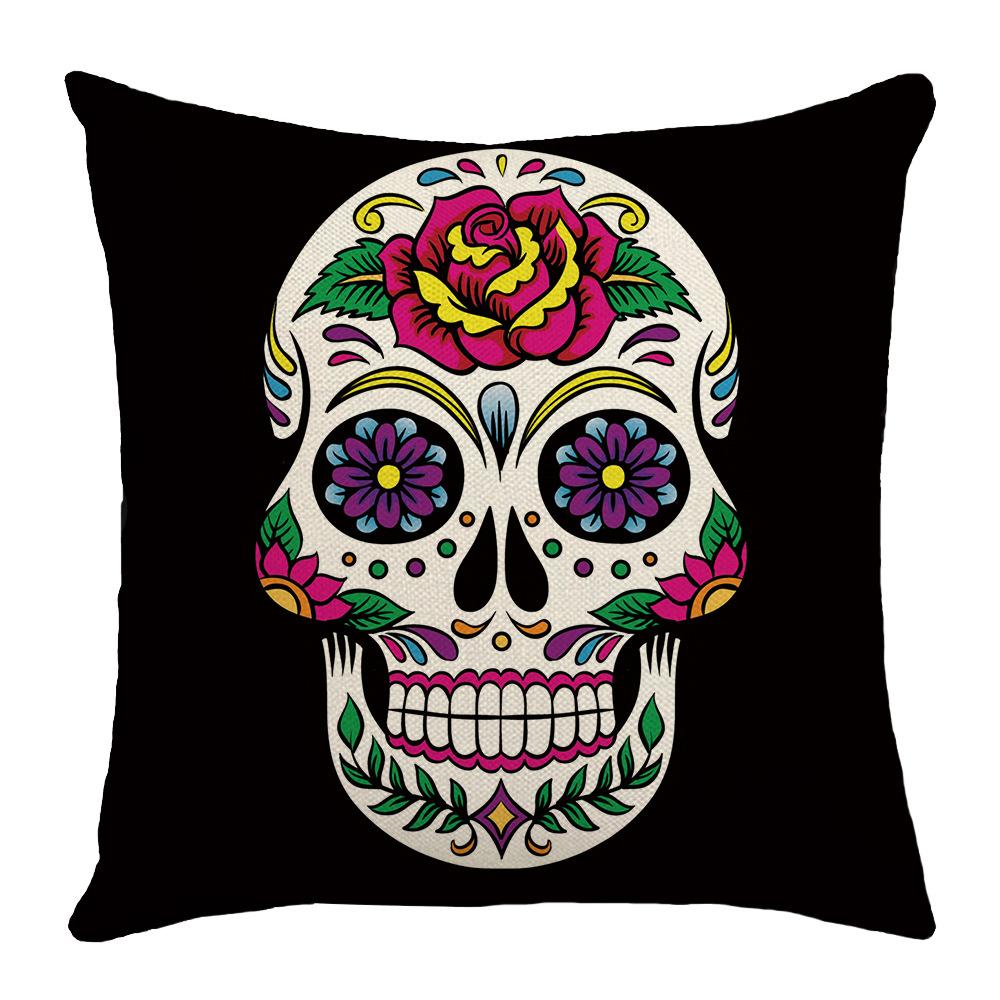 New Day of The Dead Skull Pillow Cover Skull Decoration Sofa Bedroom Pillow Cover Bedside Backrest