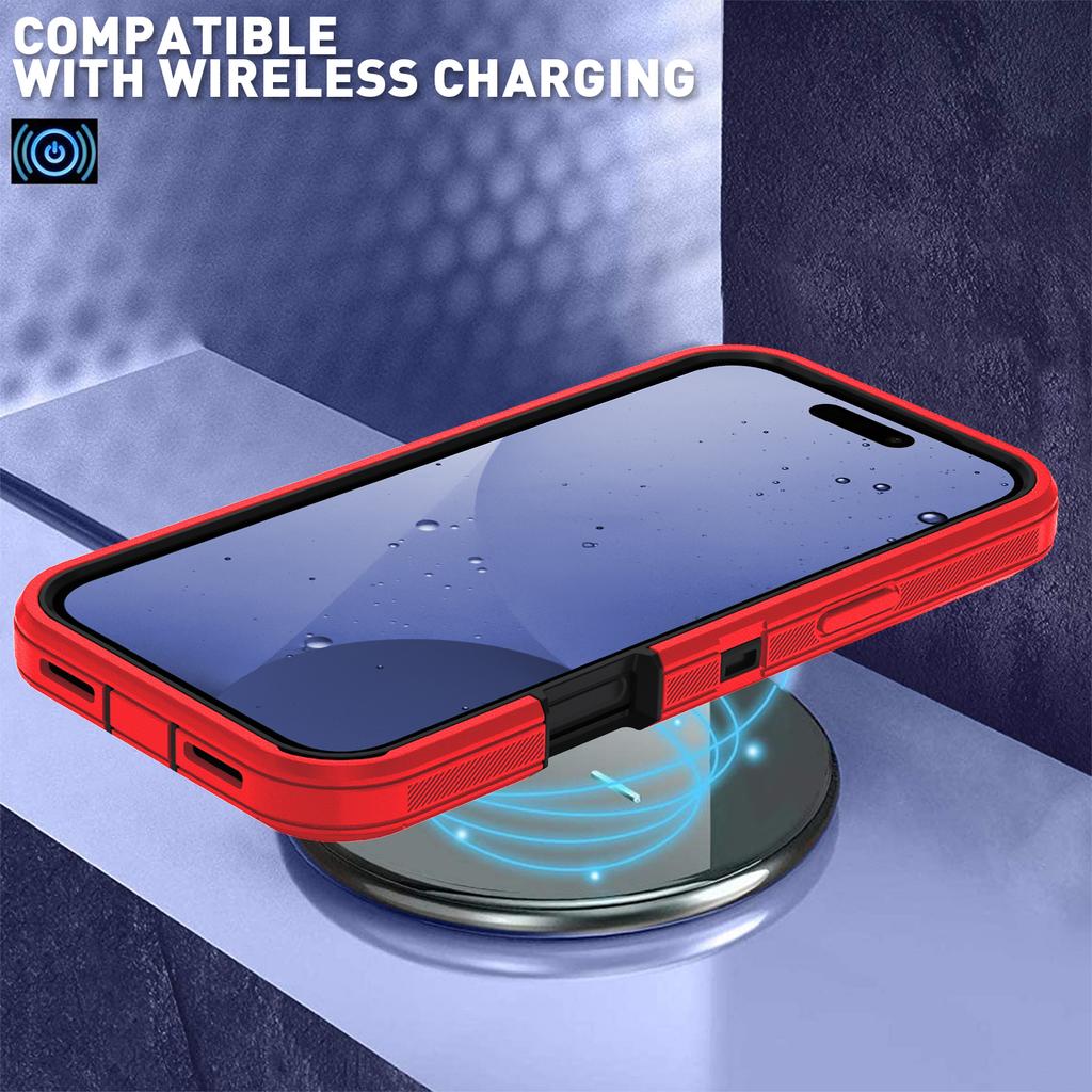 For iPhone 17 Pro Rugged Case PC + TPU Cell Phone Cover with Back Clip Kickstand
