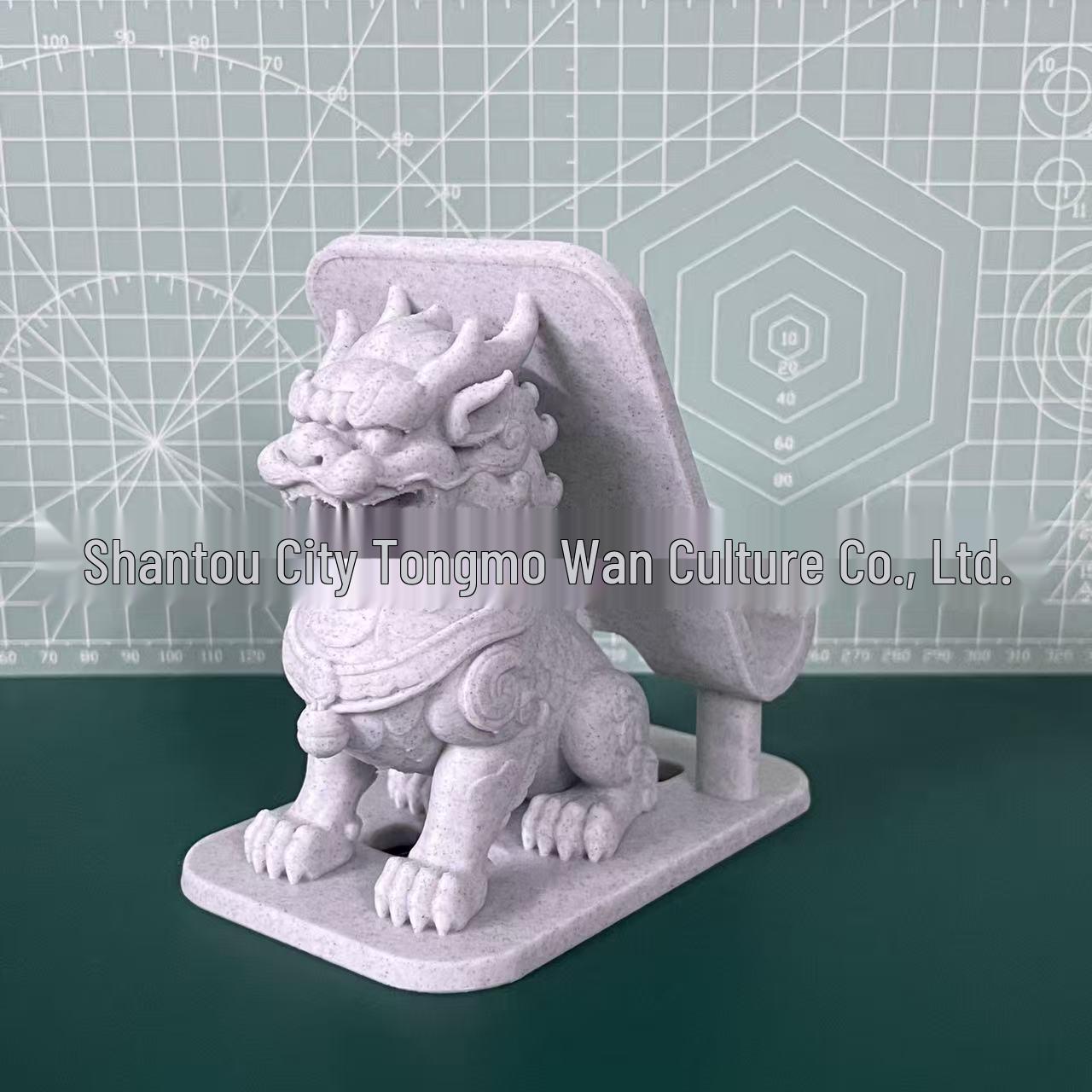 3D Printed Chinese Stone Carving Lion Phone Holder - Cultural Ornament Gift As Pictured [Customizable]