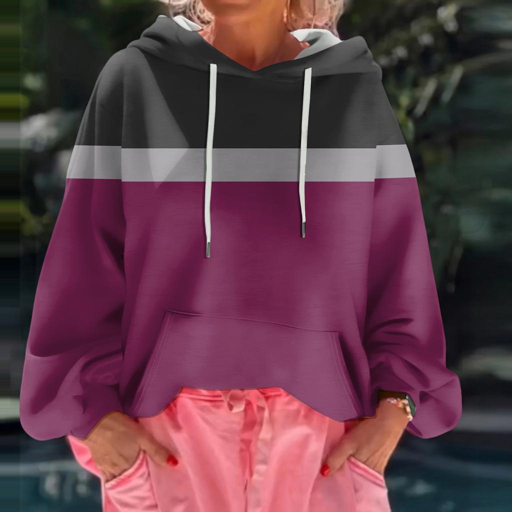 Women's Floral Print Loose Casual Long Sleeved Hooded Sweatshirt