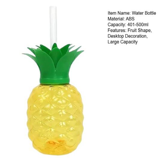 Erdbeerförmiger Becher mit Deckel und Strohhalm, große Kapazität, Ananas-Wasserflasche, tragbar für Reisen, wiederverwendbar, Frucht