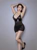 Sexy Women Sheer See Through Oil Glossy Pencil Micro Mini Dress Deep V Neck Cosplay Maid Tight Cute Dress Sweet Wear