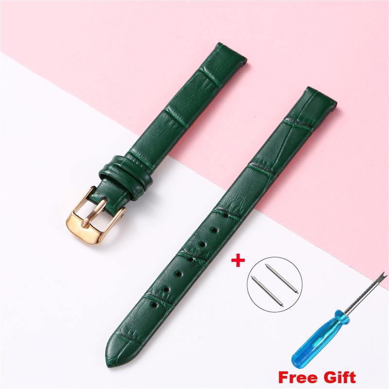 Leather Wath Strap 8mm 10mm 12mm 14mm 16mm 18mm 20mm Strap Genuine Leather Watch Bracelet Rose Gold Buckle with Tool