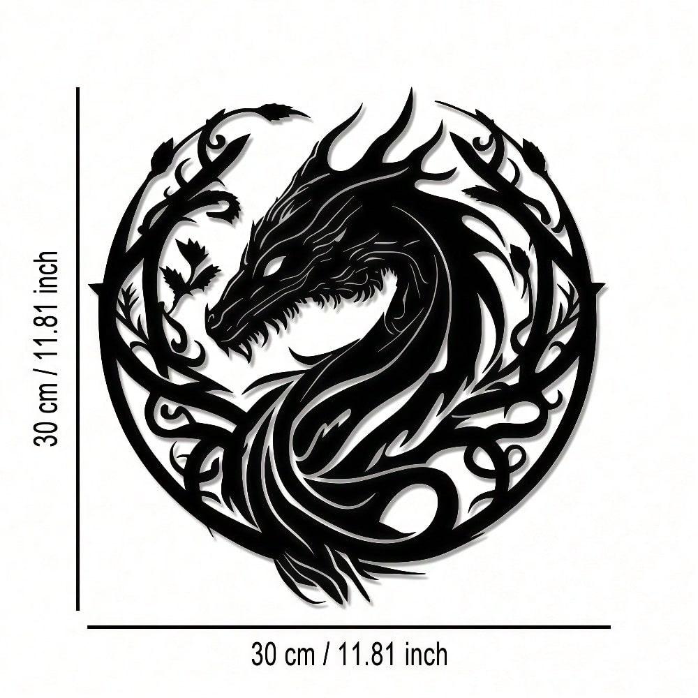 Iron Dragon Head Floral Metal Wall Art Home Decor Gift