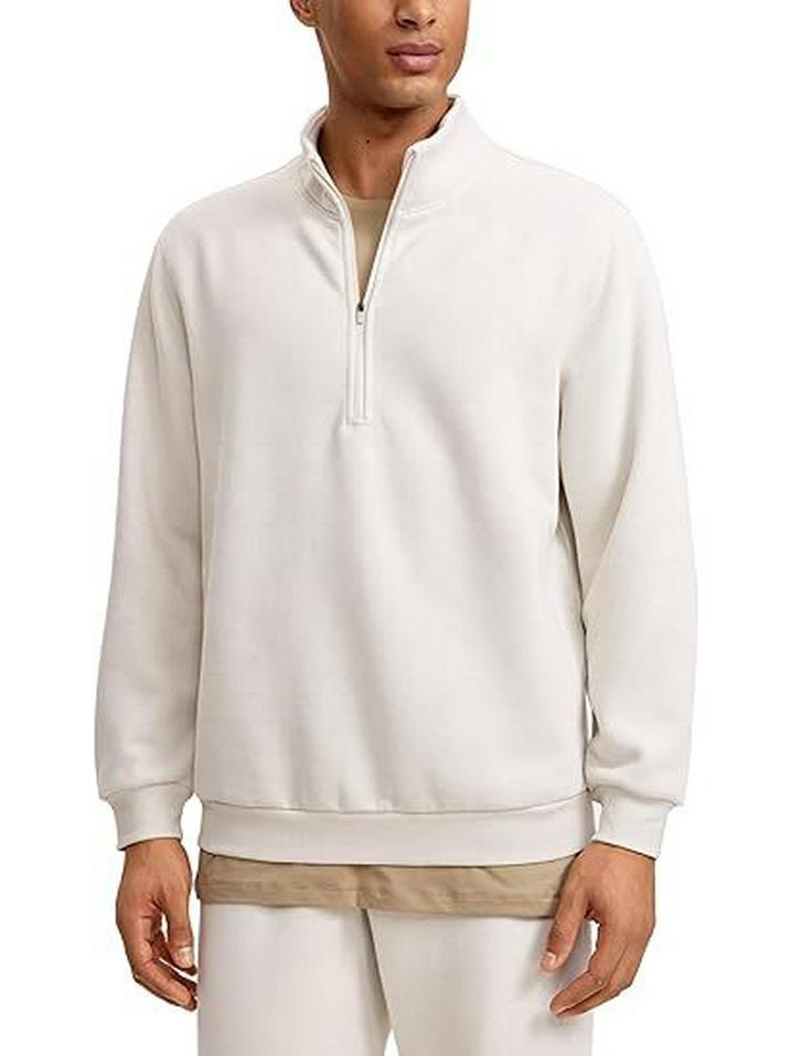 Sudadera de manga larga con media cremallera y cuello alto para hombre - Top cálido casual de invierno/otoño