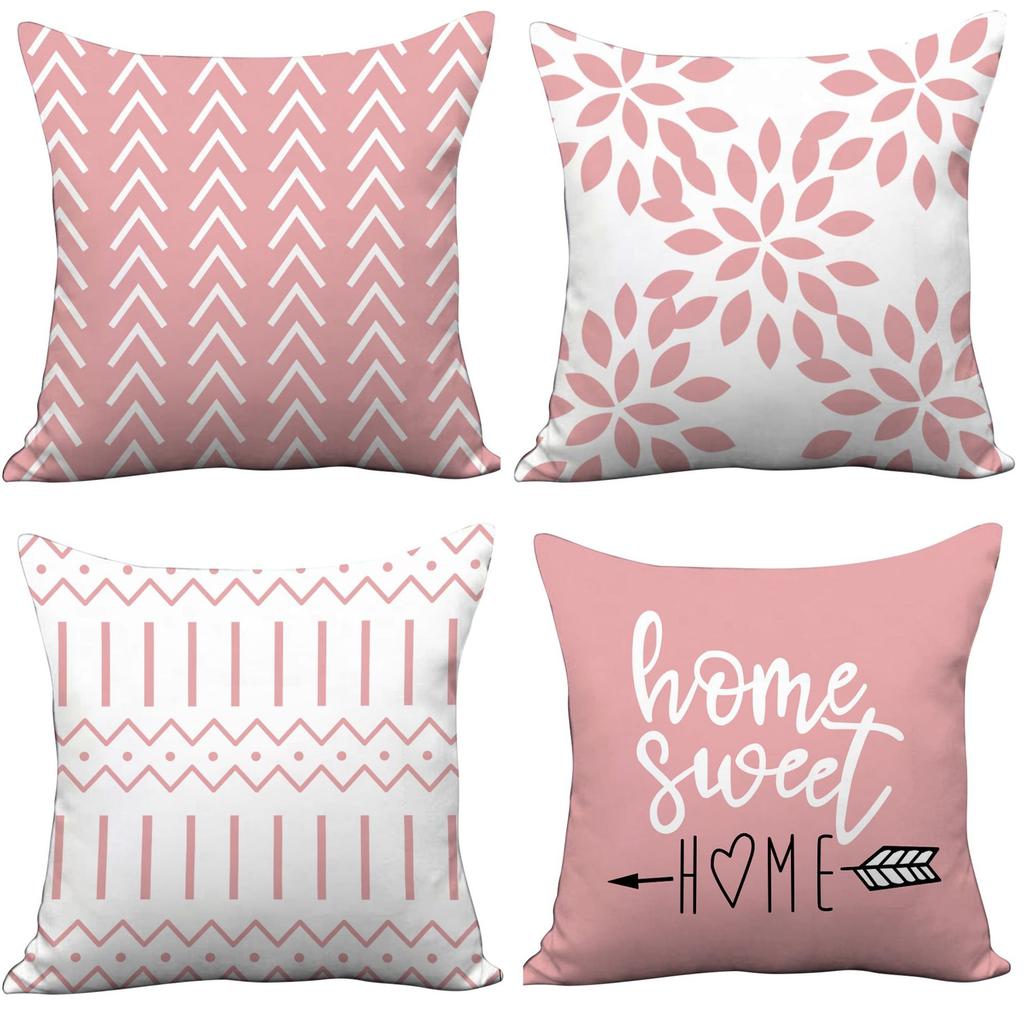 Modern Simple Nordic Style Plush Sofa Pillowcase Small Flower Letter Print Ins Macaron Color Pillowcase