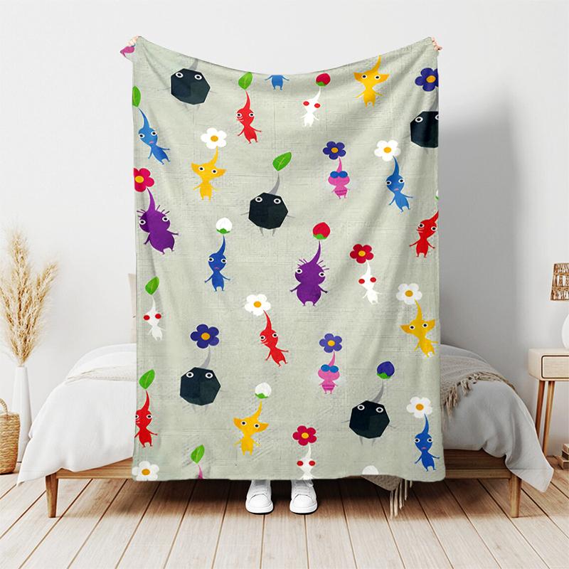 1 manta con diseño de estampado Pikmin, manta ligera para sofá, cama - Suave y cálida, regalo para todas las estaciones como Navidad, Halloween