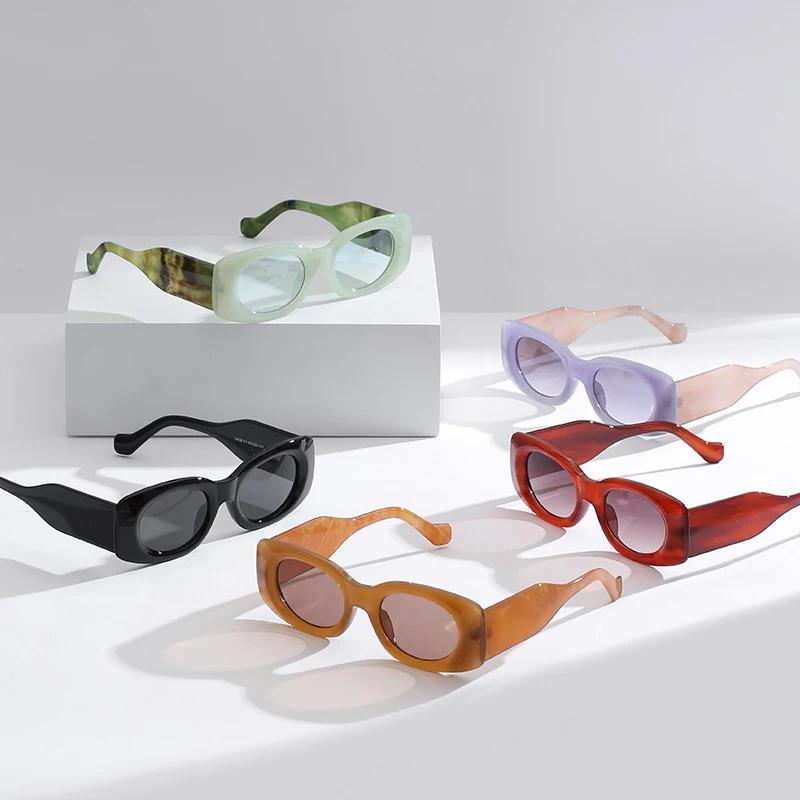  New Ins Popular Fashion Oval Women Jelly Color Sunglasses Retro Gradient Shades UV400 Men Wide Legs Sun Glasses