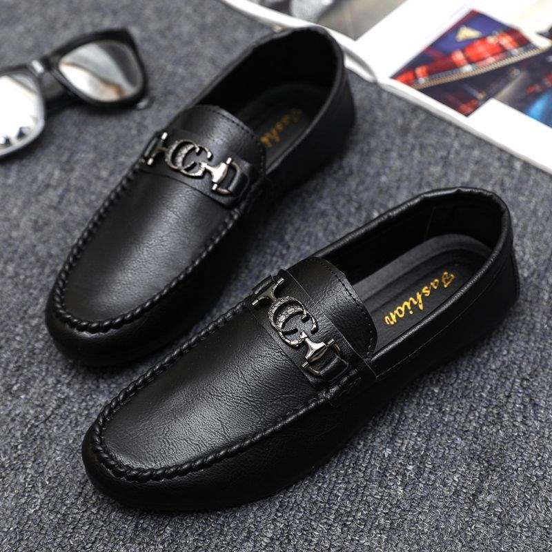 Dress Trend Autumn Lightweight Men's Loafers Doudou Shoes Simple Korean Version Non-slip Men's Shoes Small Leather Shoes Thick-soled Breathable