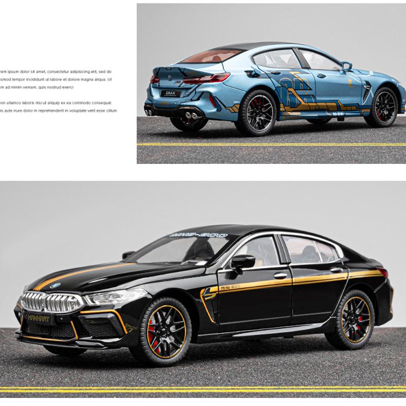 2024 New Similation 1:24 BMW M8 Supercar Alloy Car Model Sound and Light Pull Back Die Cast Children's Toy Collectibles Birthday Gift