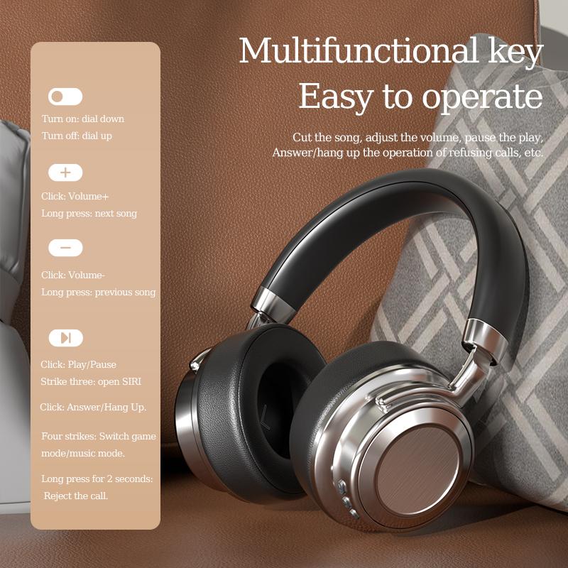 Headset CR-9 Metal Retro Wireless Bluetooth Headset 5.4 Sports Fashion Business Ear Music Headphones Long Battery Life