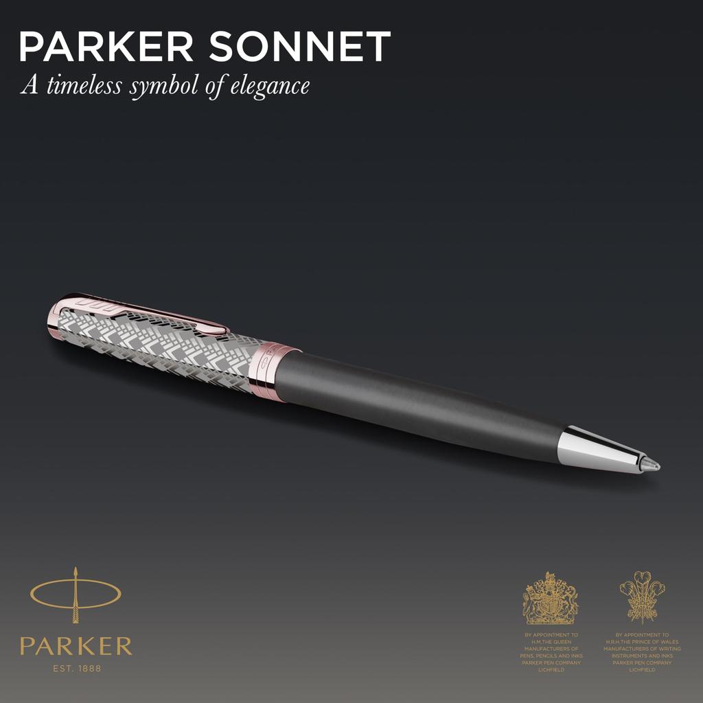 PARKER Ballpoint Pen Sonnet Premium Metal Gray PGT Medium Point Gift Box Genuine Imported Product 2119791 & Oil-based