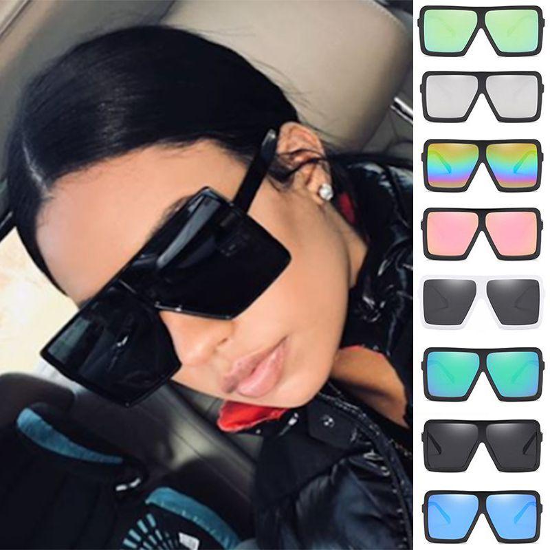 Women's Flat Top Large Steampunk Square Frame Oversize Sunglasses With Uv Protection