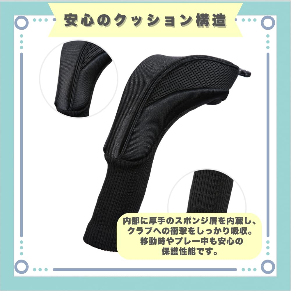 ideastore Golf Club Headcover Set for Fairway and Utility Clubs 3-Piece Driver, Wood,