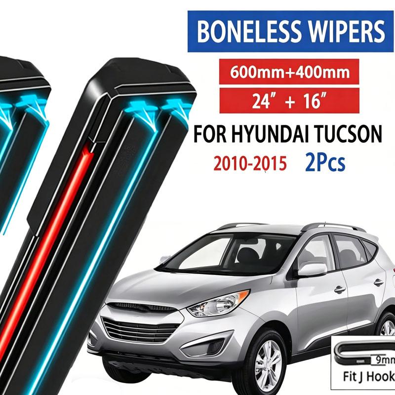 2pcs For Hyundai Tucson MK2 Ix35 2010-2015 2011 Car Front Wiper Soft Rubber Boneless Wiper HD Quiet Automotive Wiper 24"+16"