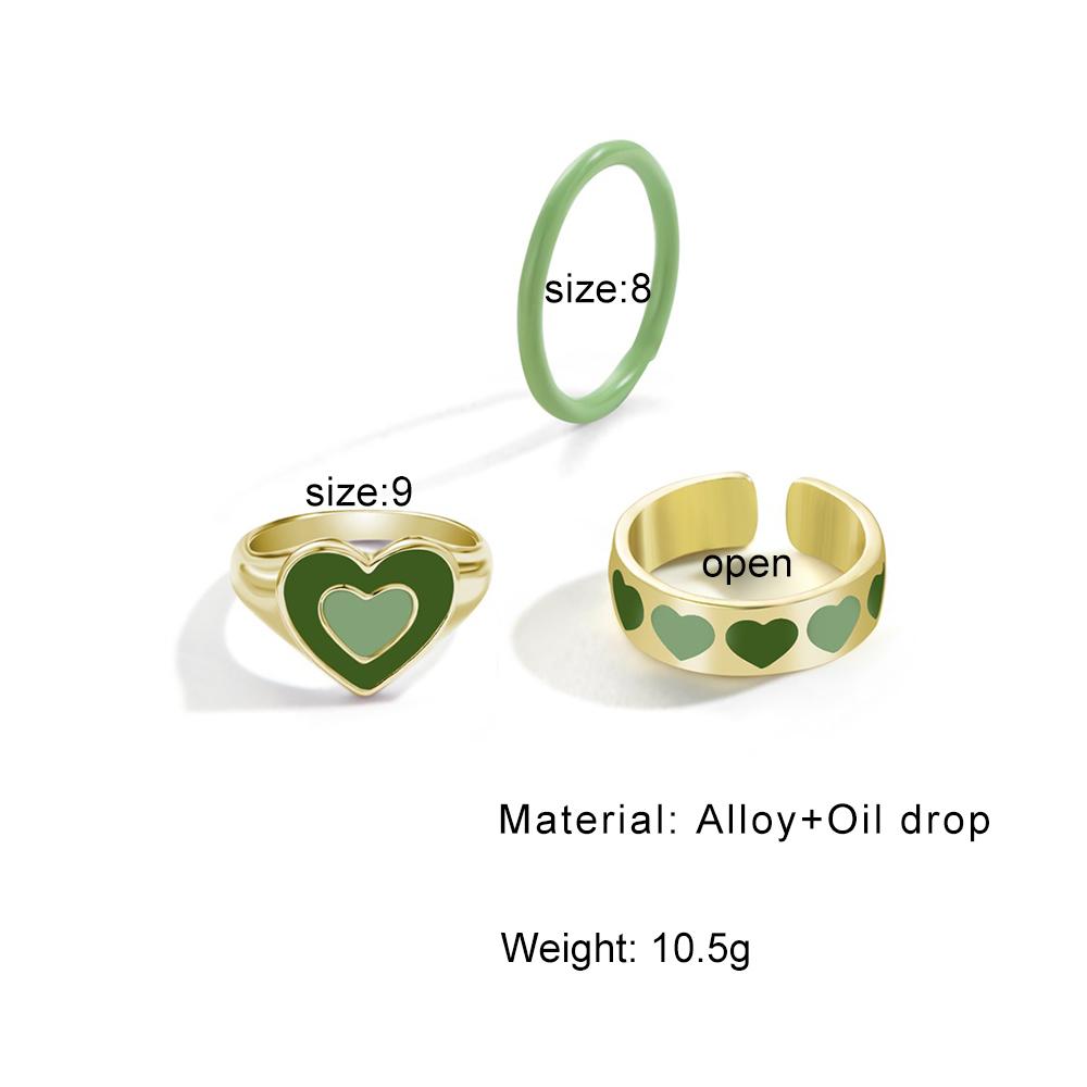 2023 Fashion Matching Pink Heart Ring Women's Fashion Metal Pink Chain Love Heart Ring Set